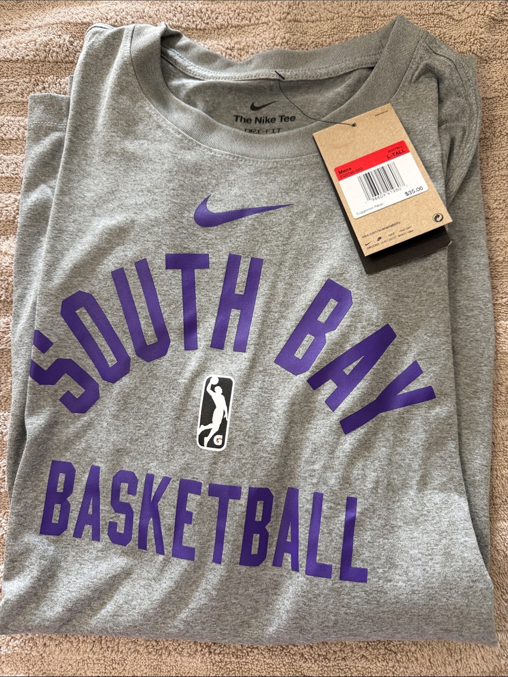 Nike Gray Tee with Purple South Bay Basketball Print